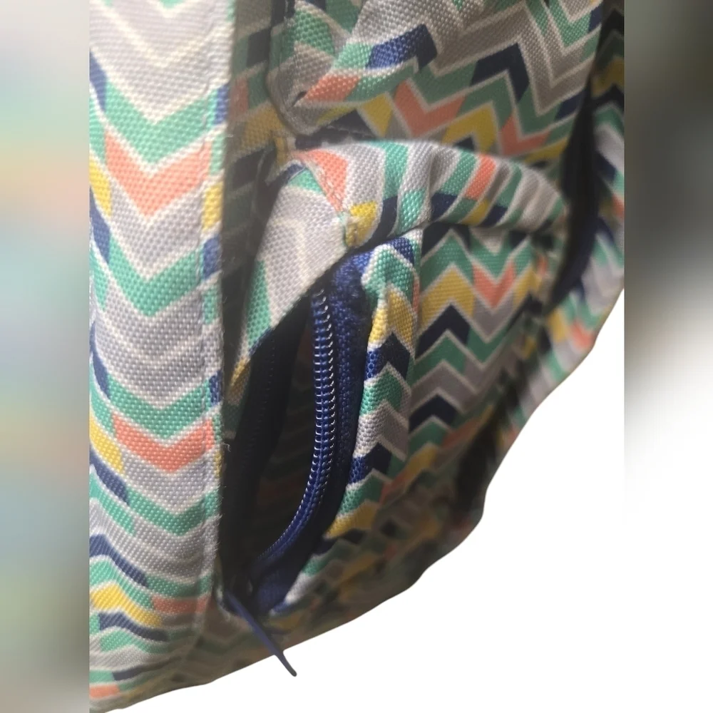 KAVU Rope Bag Sling Pack Chevron Geometric Blue Yellow Orange
